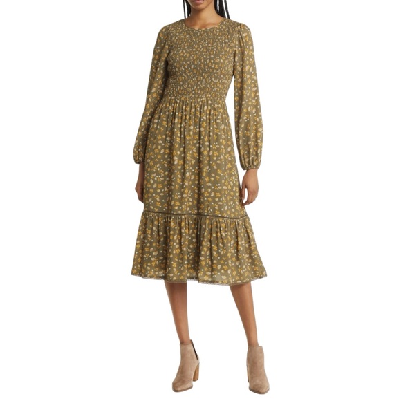 Lost + Wander Dresses & Skirts - Anthro Lost + Wander Floral Maxi Dress Smocked Cottagecore Green Medium New